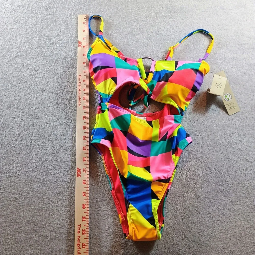 Wild Fable Women One Piece Swimsuit Multicolor XXS Cut Out High Leg Y2K Festival